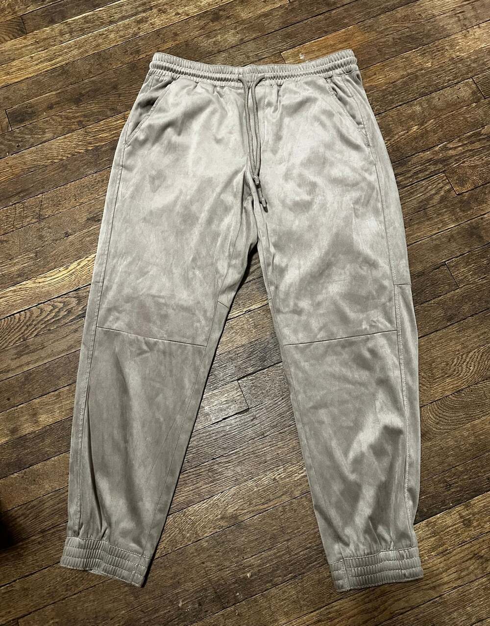 Zara Taupe Faux Suede Jogger Pants with Pockets